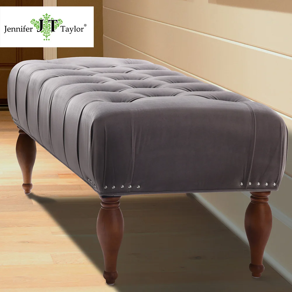 Jennifer Taylor Home, Entryway Bench, Gold, Hand Tufted, Hand Painted