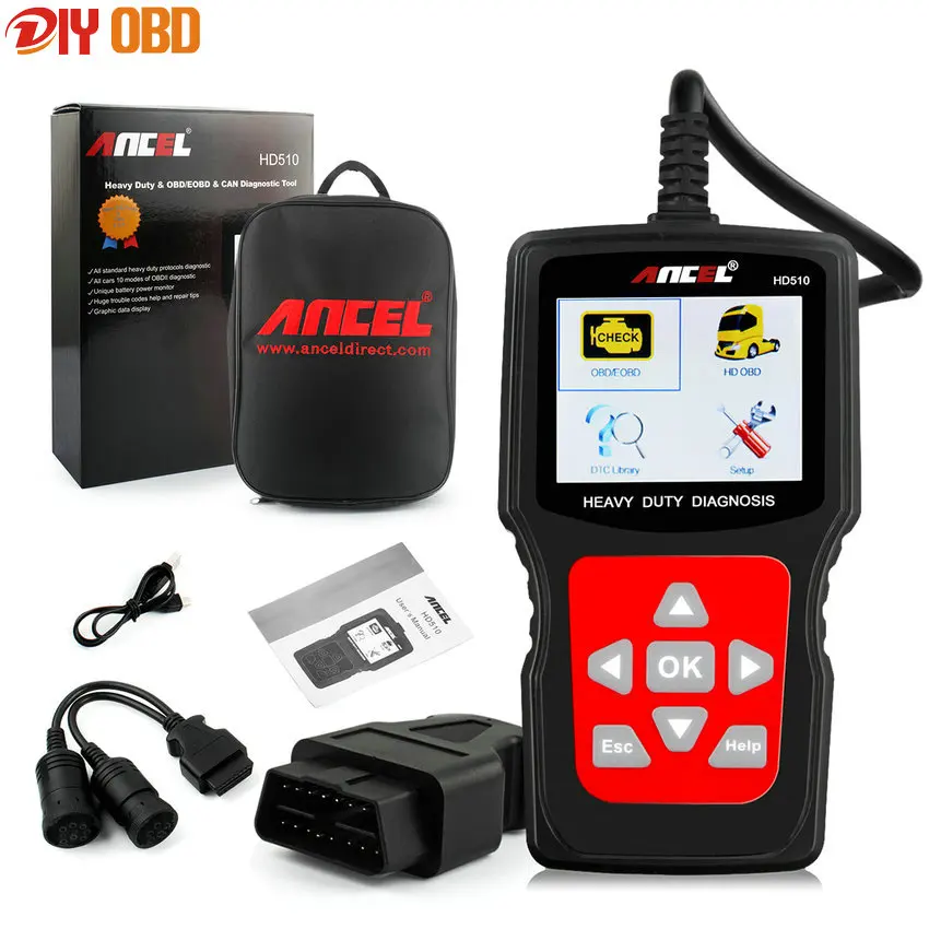 Цена за Новый Грузовик Heavy Duty Диагностический Инструмент Автомобиля Ансель HD510 Универсальный OBD2 Автомобиля Грузовик Сканер Automotivo 2 в 1 с Батареей монитор Цена за Новый Грузовик Heavy Duty Диагностический Инструмент Автомобиля Ансель HD510 Универсальный OBD2 Автомобиля Грузовик Сканер Automotivo 2 в 1 с Батареей монитор