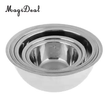 

5pcs Stainless Steel Mixing Bowls Stackable Portable Cooking Utensil Outdoor Cooking Supplies Camping Backpacking Travel