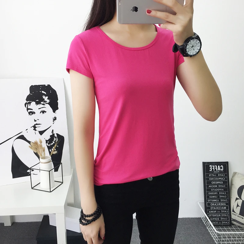 

2018 spring summer O-neck women shirts T-shirts women tops & tees basic shirt women t shirt cotton solid color
