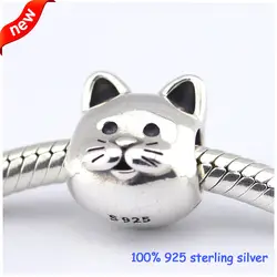 Подходит Pandora Браслеты кошка серебряные бусины новый оригинальный 925 пробы 100% серебро талисманы DIY ювелирные изделия оптом