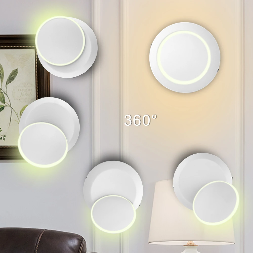 

BORUiT LED Wall Lamp 360 Degree Rotation Adjustable Moon Lamp Creative Modern Sconce Wall Light Corridor Aisle Stair Lights