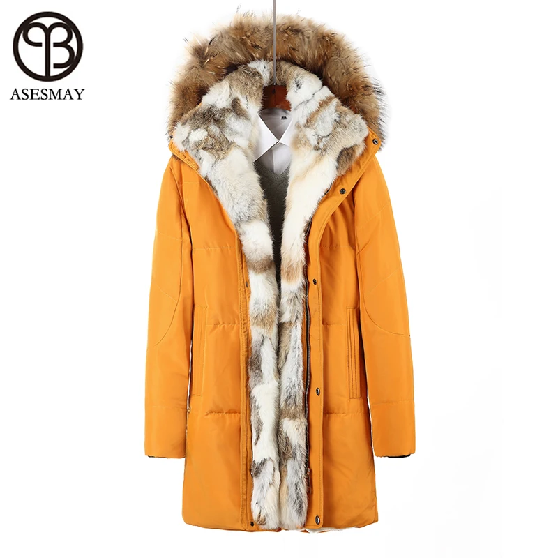 Men Women Asesmay Winter Down Jacket Down Parka White Duck Coat Thick Warm Plus Size S-5XL Natural Fur Removable