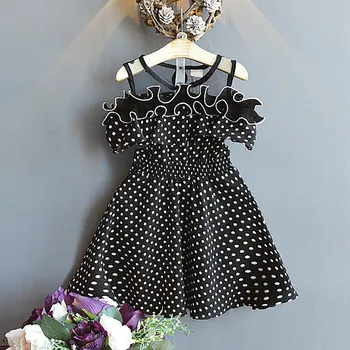 

Summer Casual Baby Girls Short Sleeve Polka Dot Print Dress Kids Toddler Pageant Sundress