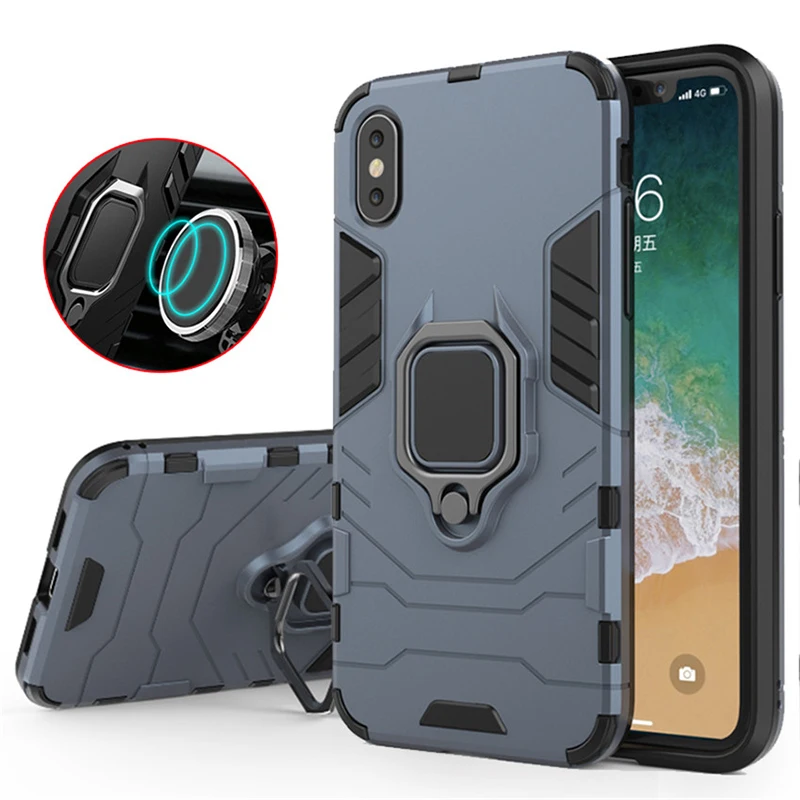 

Magnetic Shockproof Armor Phone Case For iphone x 10 Luxury Car Ring Holder Stand silicone tpu Hard Back Cover For iphonex coque
