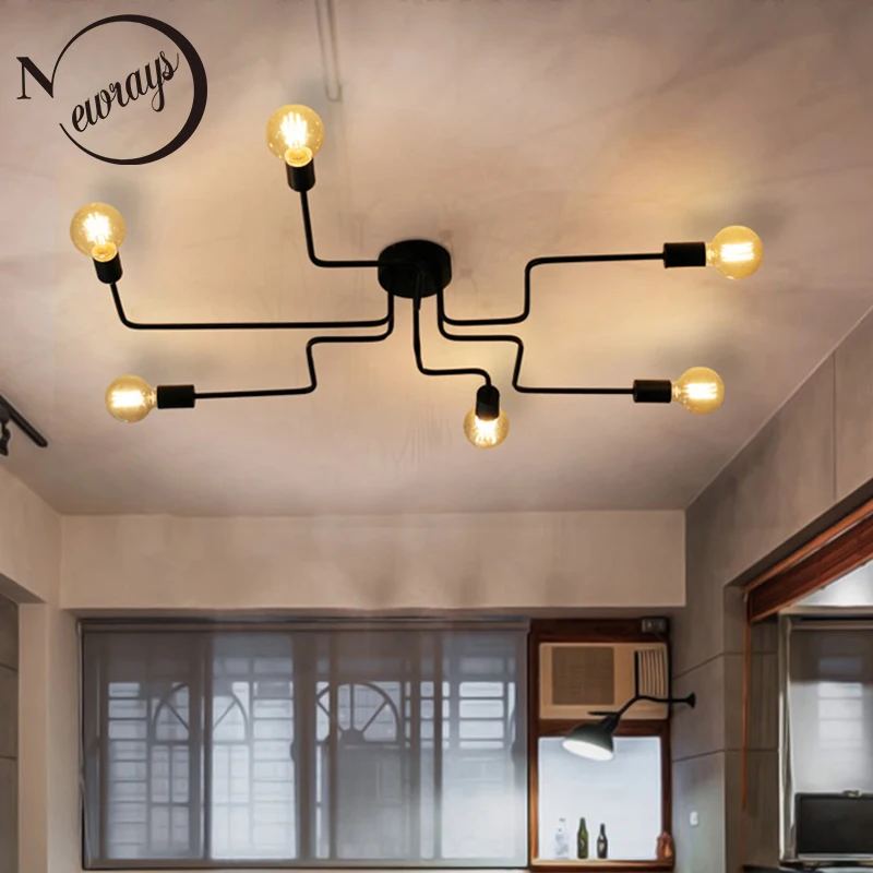 Современный Креативный простой железный светильник потолочный промышленного назначения светодиодный E27 в европейском стиле потолочный светильник для украшения для спальни гостиной, спальни, кухни, учебы