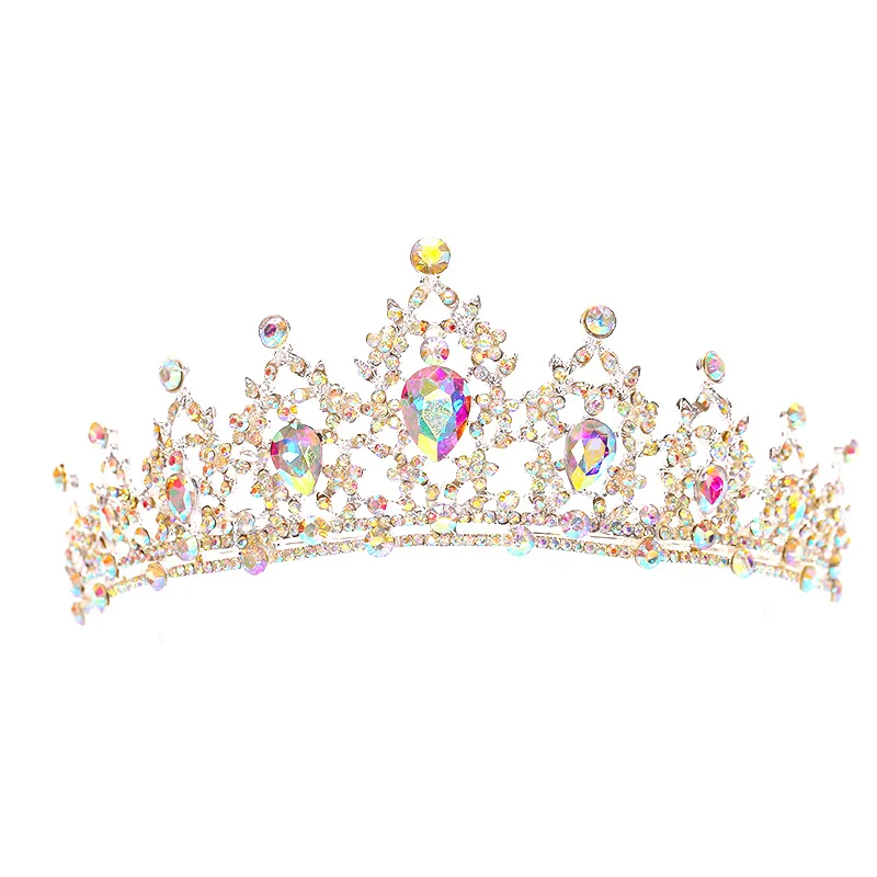 Wedding Crown tiara Baroque Multicolor Crystal Silver Queen Crown Headpiece Birthday Party Wedding Hair Accessories Jewelry