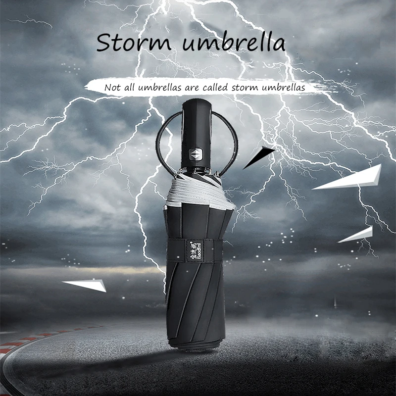 

big umbrella automatic black 190T Nylon Fabric windproof folding men's umbrella Sunny and Rainy parasol Adults beach Umbrella