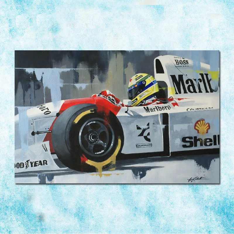 AYRTON SENNA Спорт Искусство Шелковый плакат холст печать 13x20 дюймов 005|Рисование и