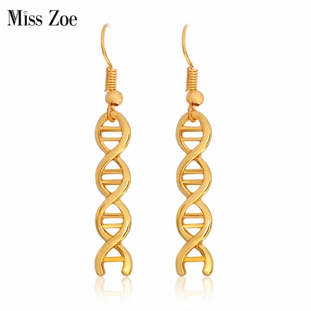Miss Zoe Fashion Dna Strand Dangle Earrings Minimalist Eardrop Miss Zoe Fashion Dna Strand Dangle Earrings Minimalist Eardrop Jewelry Simple Gold Silver Science Chemistry Danglers