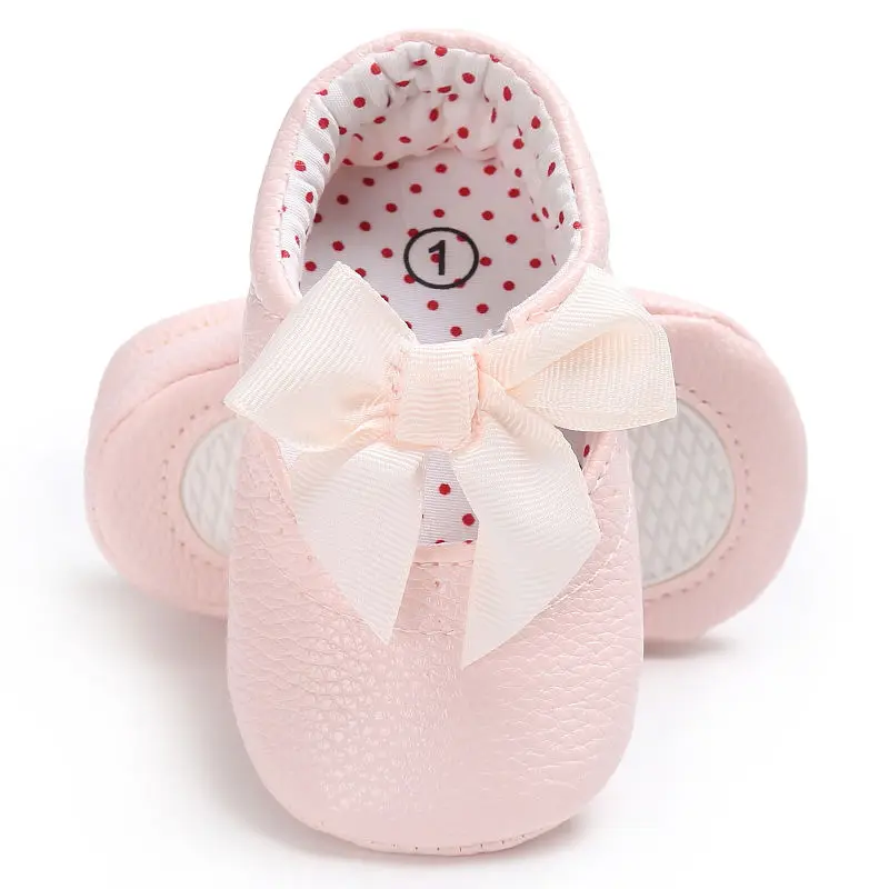 0-18 месяцев новорожденный девочка розовый кахаки белый из искусственной кожи туфли с бантиком для принцессы первые ходунки