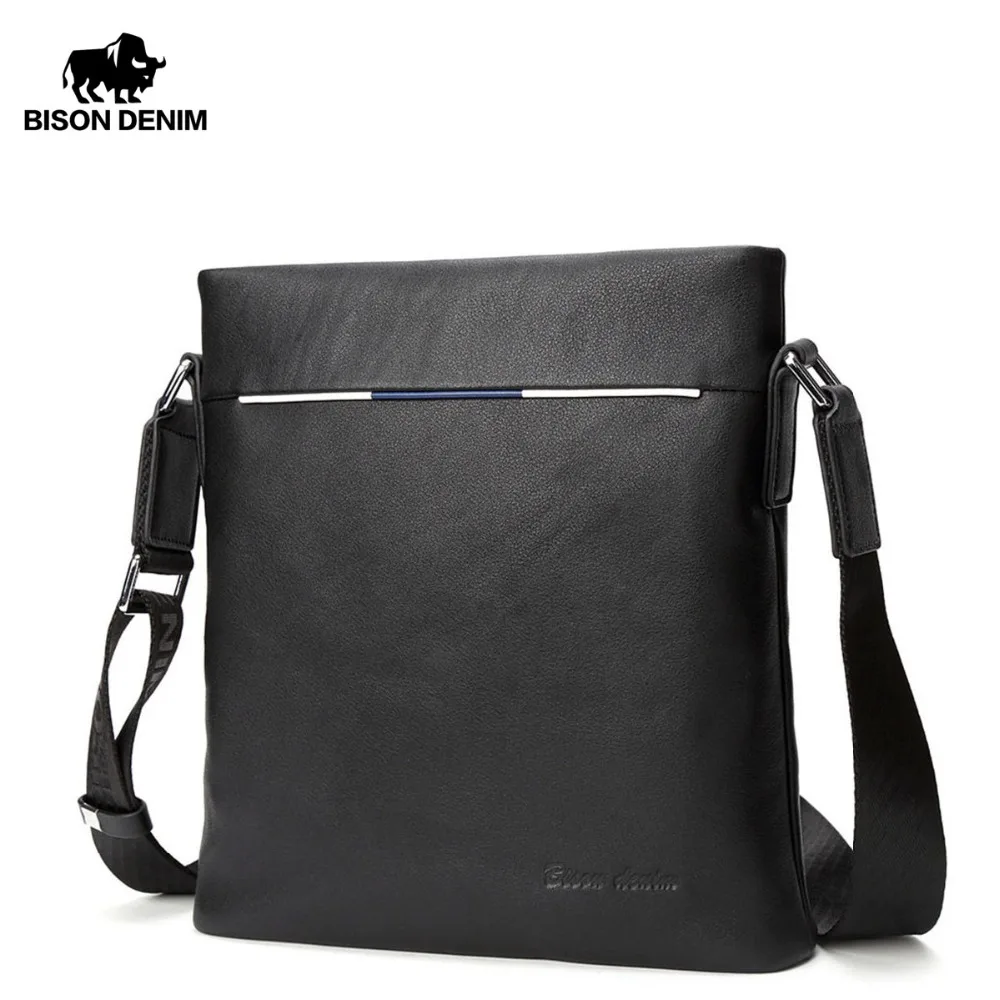 

BISON DENIM Brand Men's Bag Genuine Leather Male Shoulder Bags Business Flap iPad Bag Travel Crossbody Bag Gift For Man N2692-1