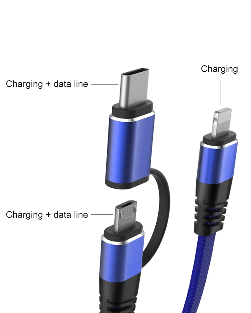 1,2 м Micro usb type-C Pin телефонный кабель практичный 3 в 1 кабель для зарядки для Iphone X 8 7 6s Plus кабель для зарядки данных для samsung S9