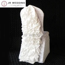 100 шт белый гофрированный стиль спандекс Чехол для стула с атласным раздавливающим цветком на спине для свадебного использования