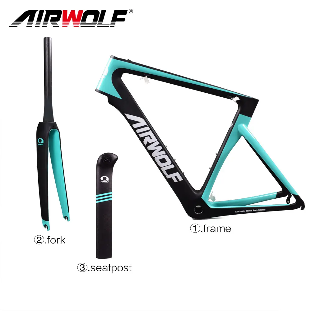 Perfect Airwolf carbon road bike frame cycling bicycle frameset include fork/seatpost/headset fit for both Di2/mechanical carbon frame 3