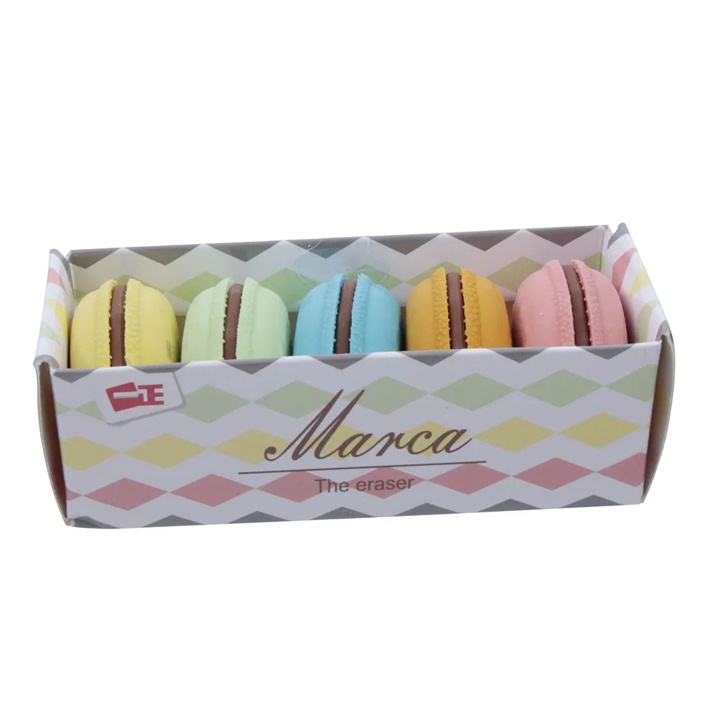

5Pcs/Lot Novelty Macaron Rubber Eraser Creative Kawai Stationery School Supplies