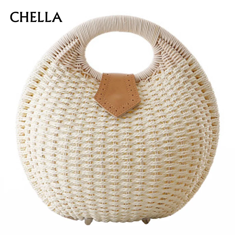 Goedkoop Vrouwen Strozak nest Slak Vrouwelijke Strand Tote Bohemian Bali Handgemaakte Rotan Zakken Dame Vintage Kintterd Handtas Bolsa SS0386