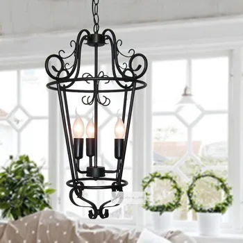 

America europe black iron pendant light Suspension Luminaire for Dining Room bed Room