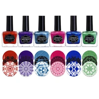 Родился довольно Штамповка Польский Набор черный, Белый Цвет Серебряный Красный Фиолетовый Синий ногтей Лаки лак Штамповка Nail 15 мл 6 мл - изображение