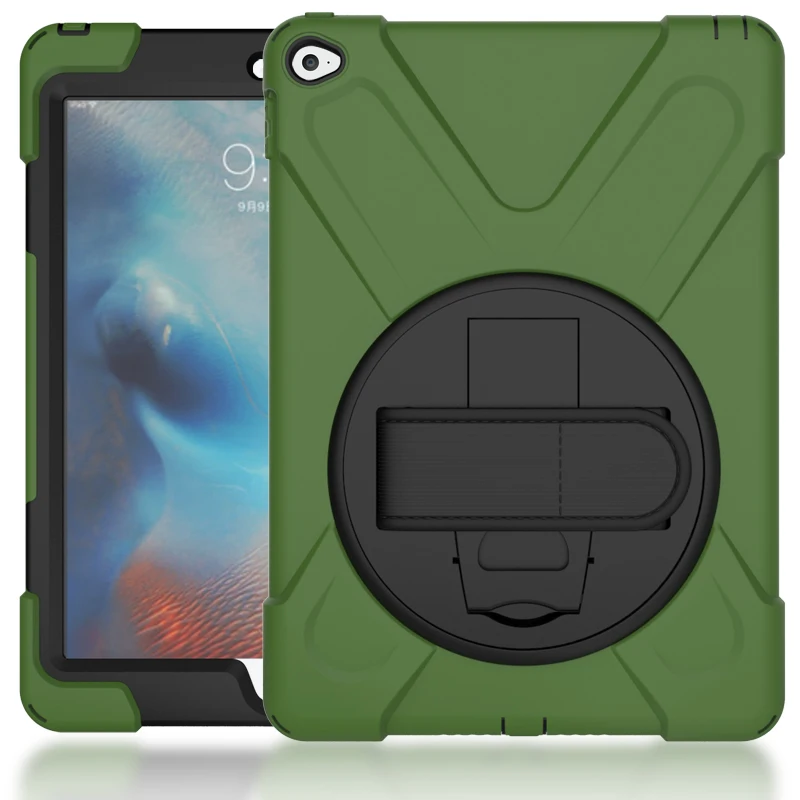 9.7'' Heavy Duty Armor Coque for iPad Air Air 1 Case A1474 360 Rotation Hand Strap Silicon PVC Cover for iPad Air 1 Kids Cover (3)