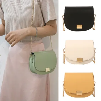 

2019 Hot Sale Solid Color sac main femme Hand Bag Women Chain Handbag Fashion Saddle Bag Small Fresh Shoulder Messenger Bag #C6
