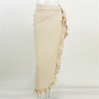 

Summer Women Bikini High Waist Cover Up Wrap Ruffles Split Hollow Beach Swimwear