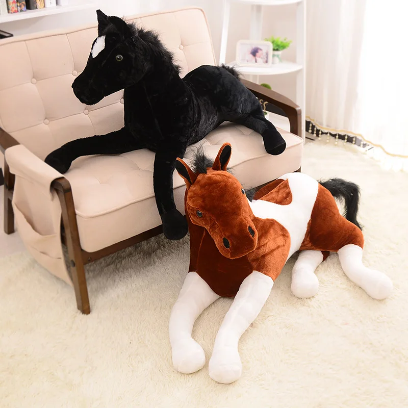 1Pc 70x40cm cute simulation animal horse plush toy super soft prone