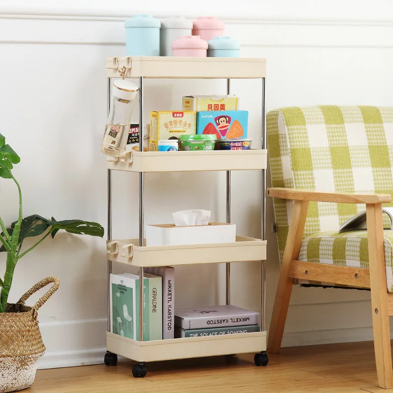 2/3/4 Layer Gap Kitchen Storage Rack Slim Slide Tower Movable Assemble Plastic Bathroom Shelf Wheels Space Saving Organizer 2/3/4 Layer Gap Kitchen Storage Rack Slim Slide Tower Movable Assemble Plastic Bathroom Shelf Wheels Space Saving Organizer