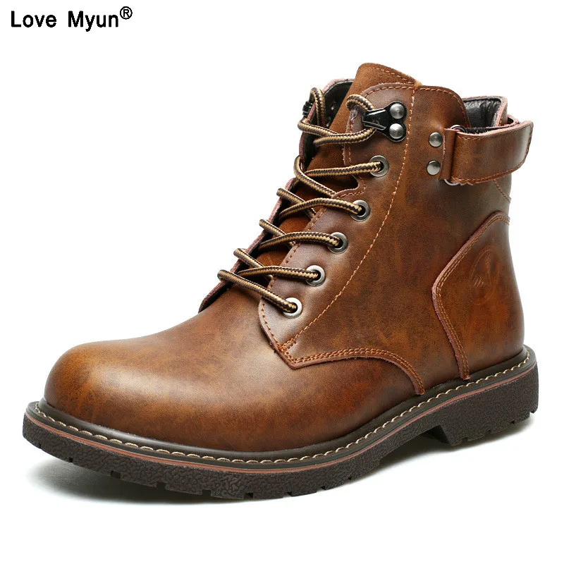 

Autumn Winter Men Boots Big Size 40-48 Vintage Style Men Shoes Casual Fashion High-Cut Lace-up Warm Hombre