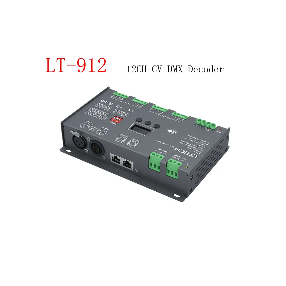 

LTECH LT-912 12CH CV DMX Decoder Input Voltage 12-24Vdc