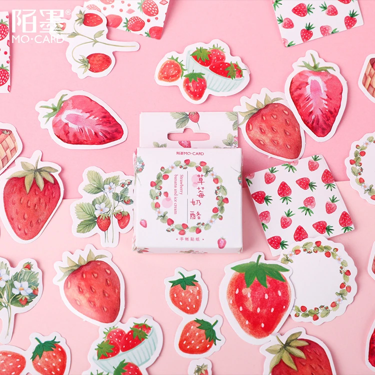 46pcs Cute strawberry dessert DIY Diary Craft Stickers Scrapbooking decoYJji 