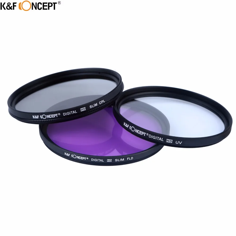 K& F концепция 52/58 мм Комплект фильтров для камеры UV CPL FLD+ Градуированный серый синий оранжевый красный зеленый коричневый цветной фильтр+ чехол+ капюшон/крышка+ Очистка