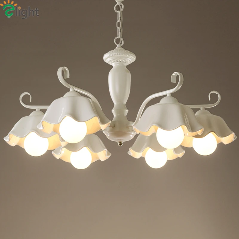 Modern Simple Iron E27 Led Chandeliers Luminaria Lustre Ceramics Dining Room Chandelier Lighting Hanging Lights Fixtures | Лампы и