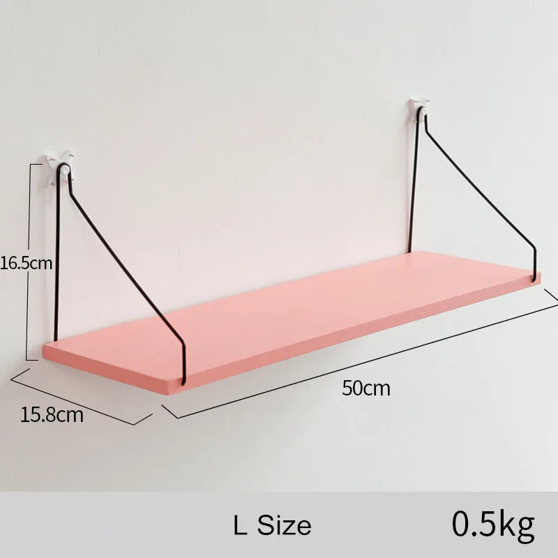 Nordic розовые Держатели и стойки для хранения настенная полка; дерево железная книжная полка подвесная всякая всячина Органайзер хранения стеллажи для выставки товаров для дома - Цвет: L Size