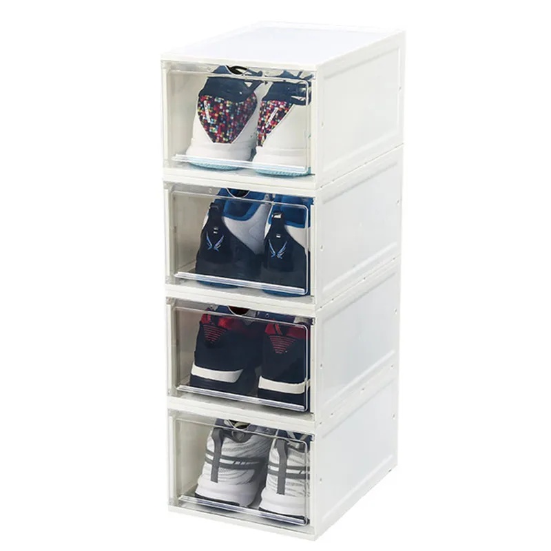 2 шт. баскетбольная коробка высокой емкости AJ для обуви, органайзер для обуви, прозрачный пластиковый ящик для хранения обуви, настенная витрина 25*34*18 см - Цвет: 34X25X18CM black