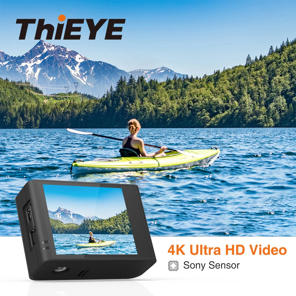 

ThiEYE T3 WiFi UHD 4K Action Camera Can Charging in the Water Sports Camera with Gyro Stabilizer 60M Waterproof