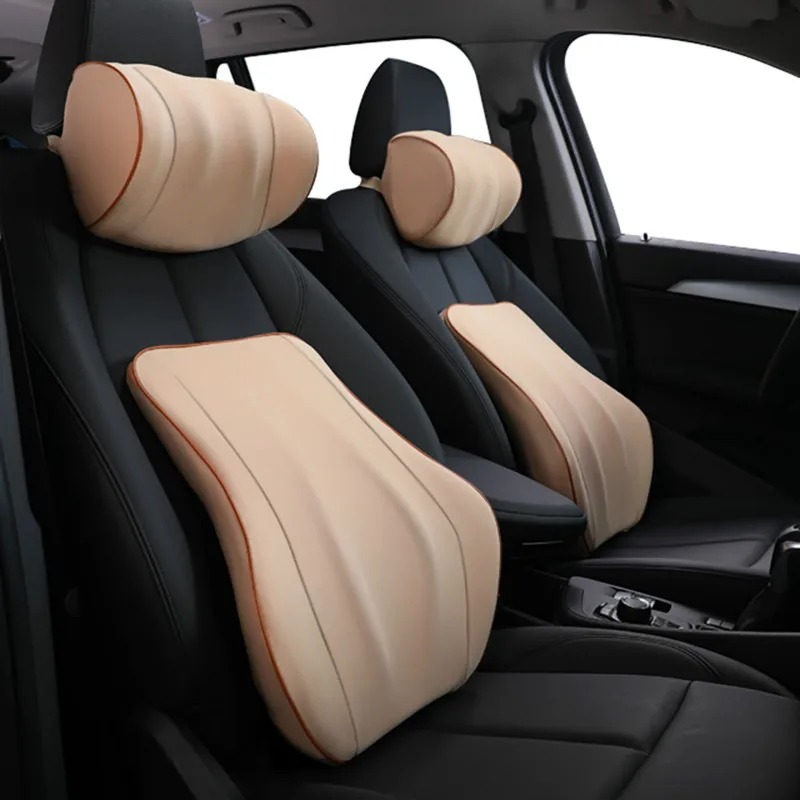 

Memory Cotton Waist Cushion+ car pillow Headrest Neck Pillow Car Seat PillowFor Unisex E17