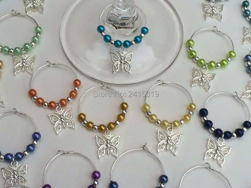 100 Wedding Butterfly Wine Glass Charms. Favours, Party, Celebration-1