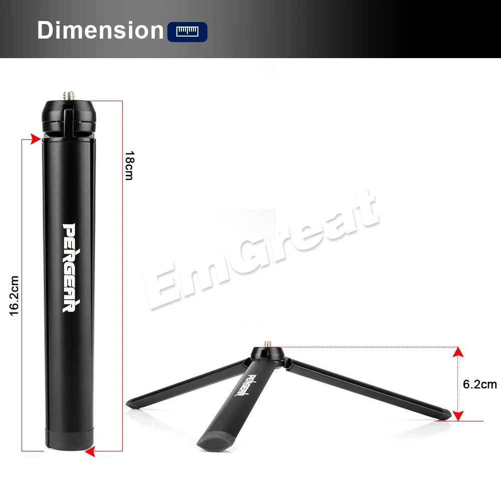 Pergear Aluminum Mini Table Tripod Leg for Zhiyun Smooth Q Crane Tripod Head Selfie Stick Extendable Monopod Smartphones Cameras