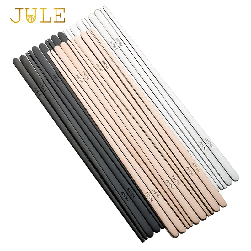 

5pairs 304 Stainless Steel Korean Chopsticks Japanes Sushi Black Metal Food Chop Stick Flat Durable Palillos Chinos Tableware