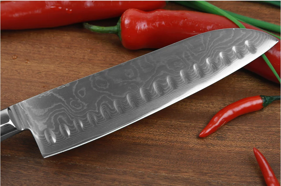 YARENH " нож santoku с рукоять из микарты Дамасские кухонные ножи японский дамасский стальной лучший нож шеф-повара кухонные ножи