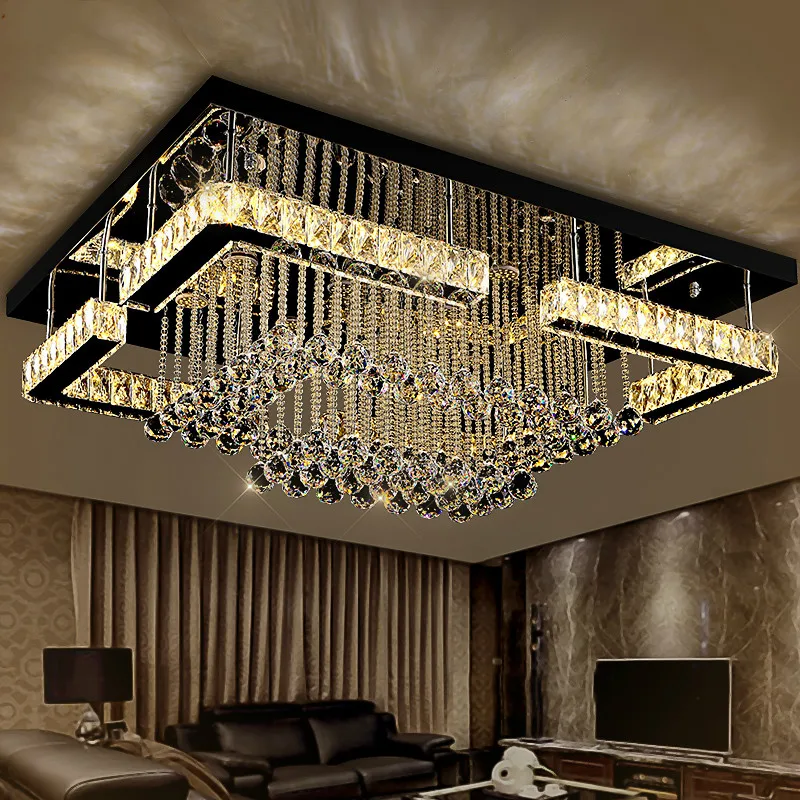 

Modern Luxury Square Lustre K9 Crystal Led Chandelier Remote Control Dimmable Luminaria Ceiling Chandelier Living Room Lamparas