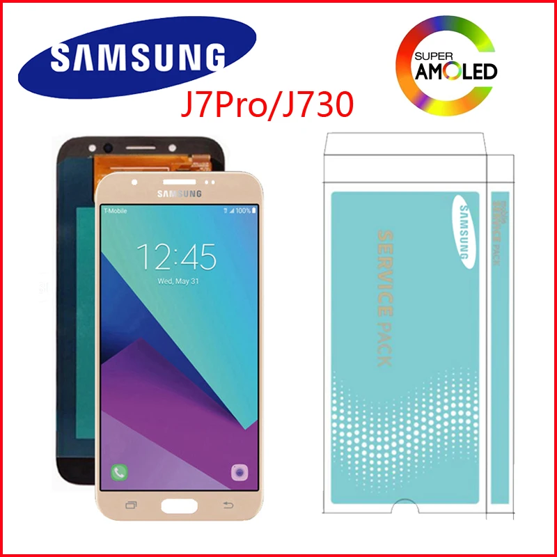 5," супер AMOLED дисплей для SAMSUNG Galaxy J7 Pro ЖК J7 J730 J730F ЖК дигитайзер сборка запасные части