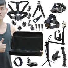 Xiaomi Yi 4k Accessories Set for gopro kit Three way Monopod selfie stick for Eken h9r Gopro Hero 5 4 3+ Action Camera