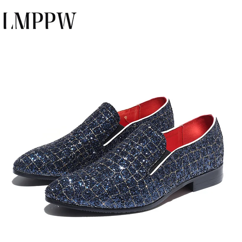 

2019 Spring New Trend Men's Casual Shoes Personality Flash Diamond Tide Shoes Big Size Men Dress Shoes Fashion Men Loafers 1.8a