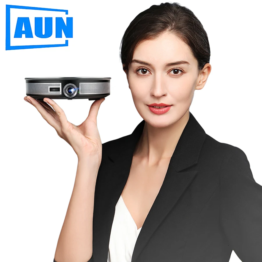 AUN 300 pulgadas proyector 2G + 16G 12000 mAH batería de la batería 1280x720 P. d8S Android WIFI Portátil 3D LED MINI proyector apoyo 1080 P 4 K - 1