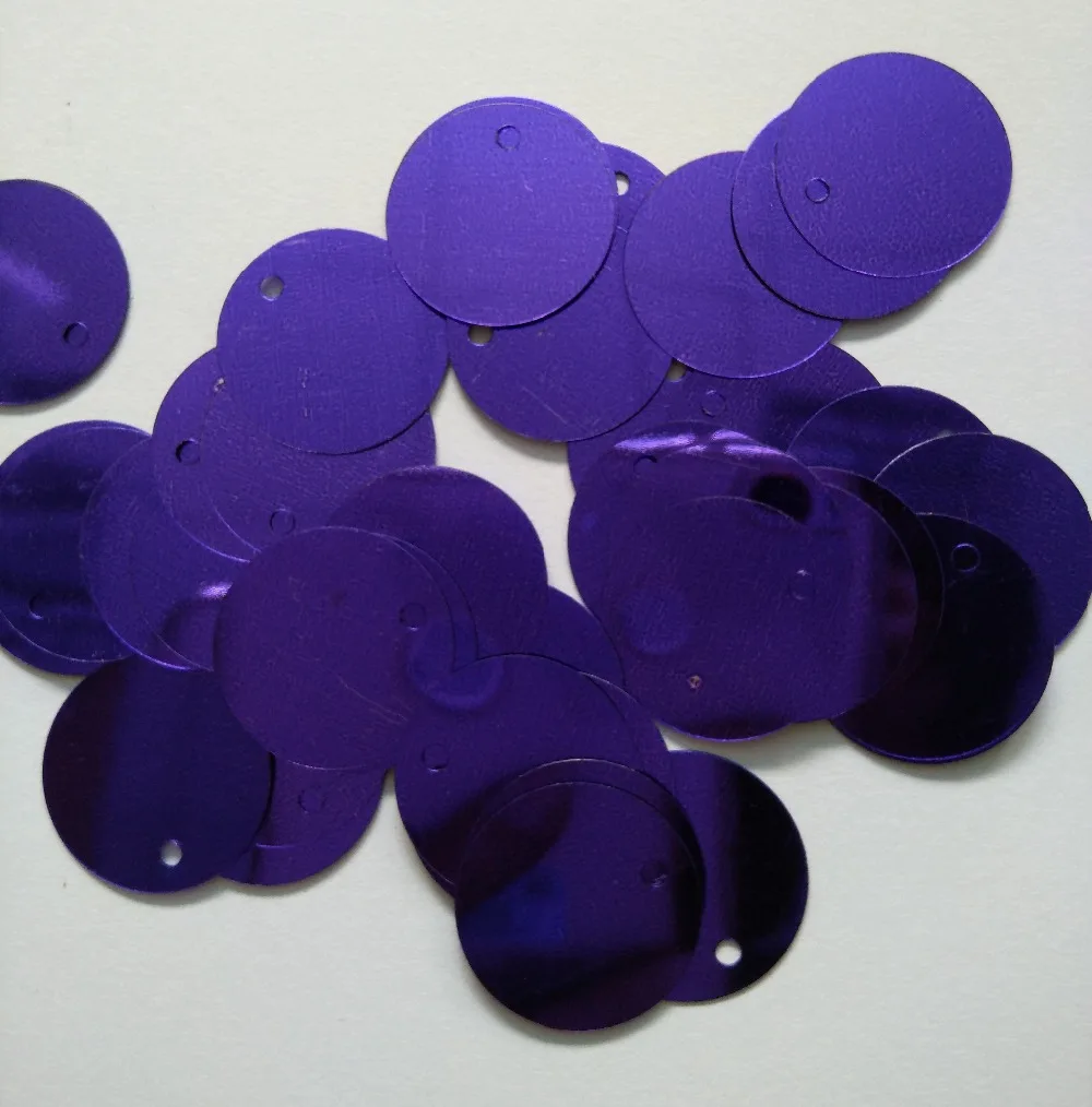Buy 100g 20mm flat round sequins, metallic deep purple