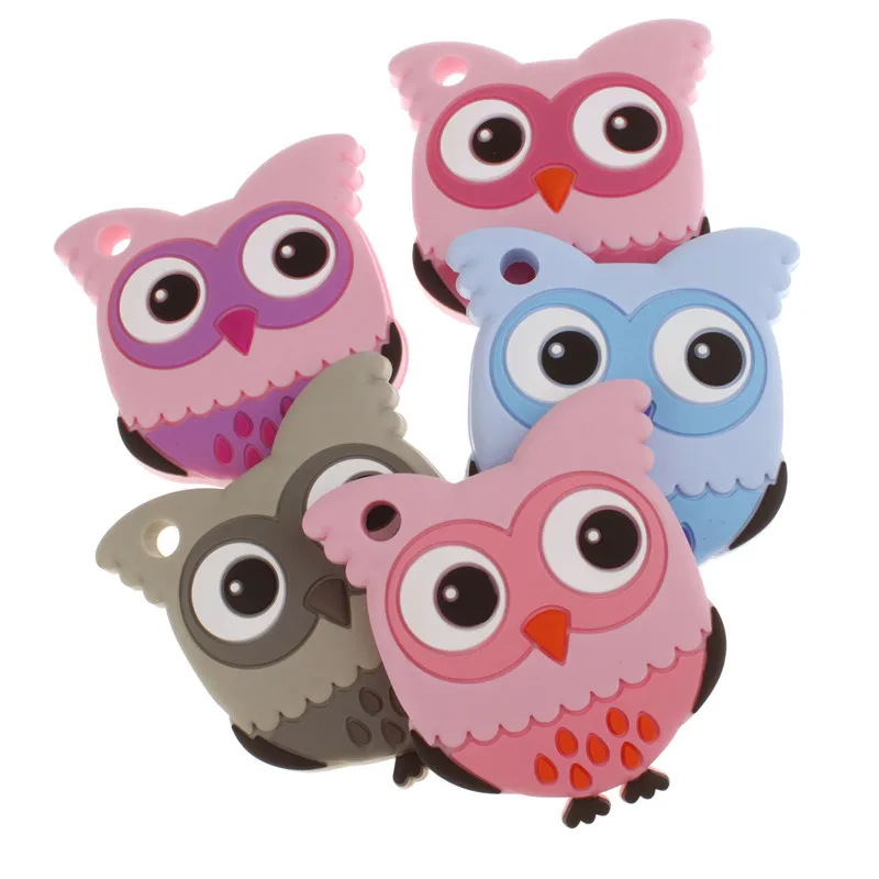 5pc Unicorn Silicone Cartoon Rodent Baby BPA Free Teether Teething Ring DIY Animal Teethers Necklace Food Grade Shower Gift Toys