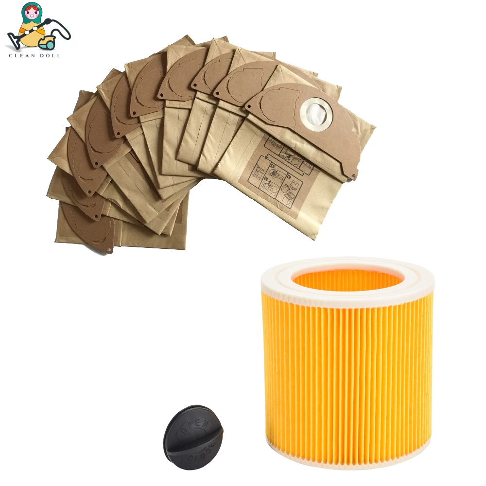 

CLEAN DOLL Cartridge Filter & Dust bags for vacuum cleaner KARCHER MV2 IPX4 WD2 A2004 A2054 A2204 vacuum cleaner bags and filter