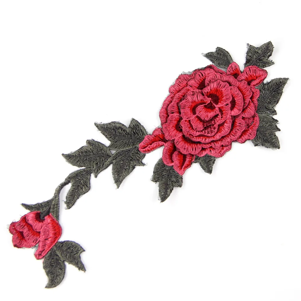 2 pcs red rose embroidery lace trim flower applique for women dress 2 pcs red rose embroidery lace trim flower applique for women dress